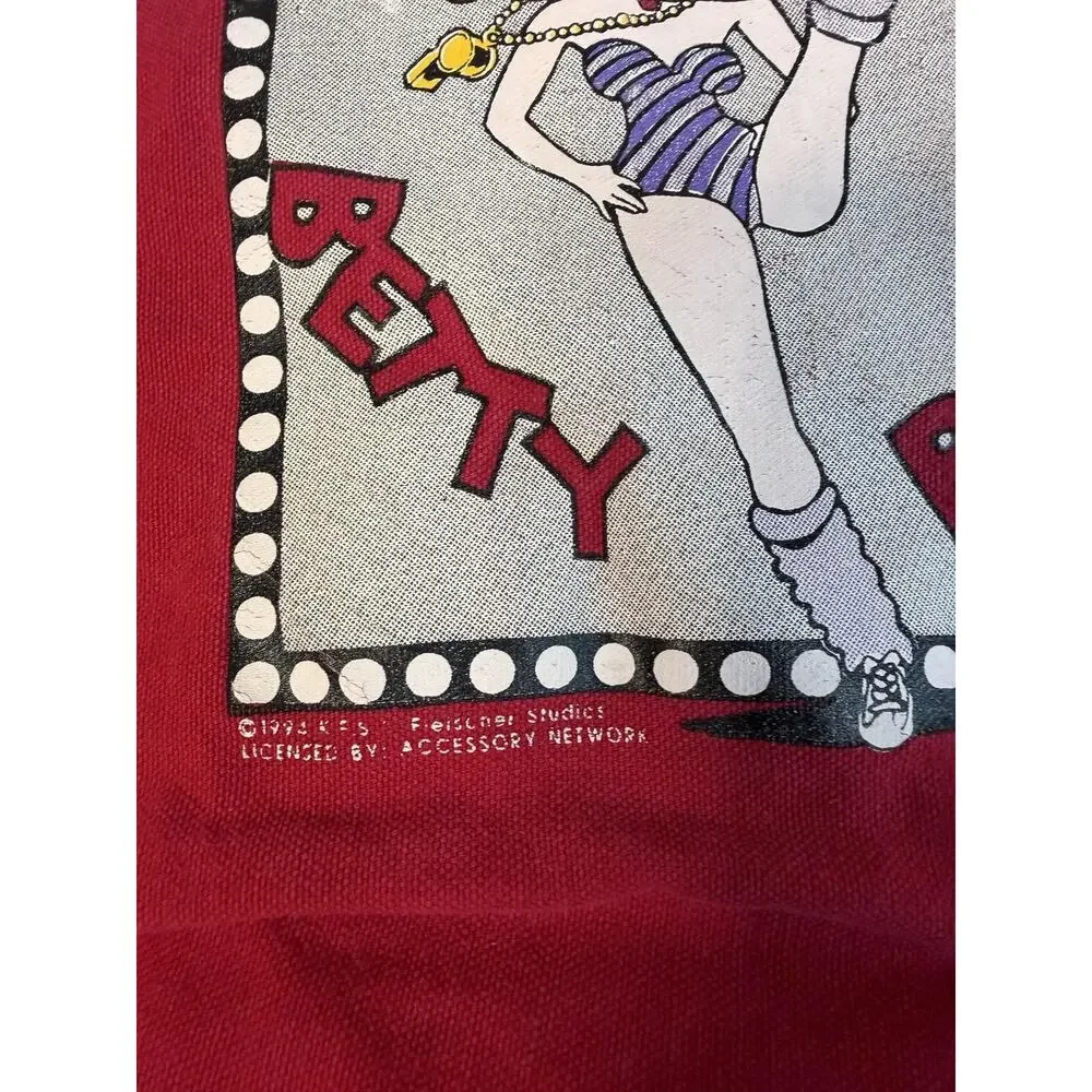 Vintage Betty Boop Tote Bag Womens Large Always A Winner Red White Canvas 1994